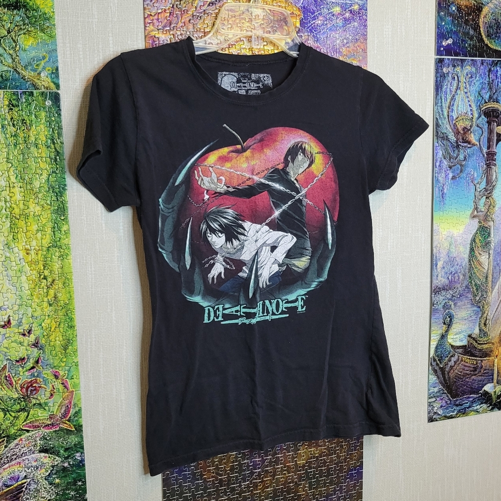 Light & L DeathNote Apple Ryuk Hand Manga/Anime T-Shirt